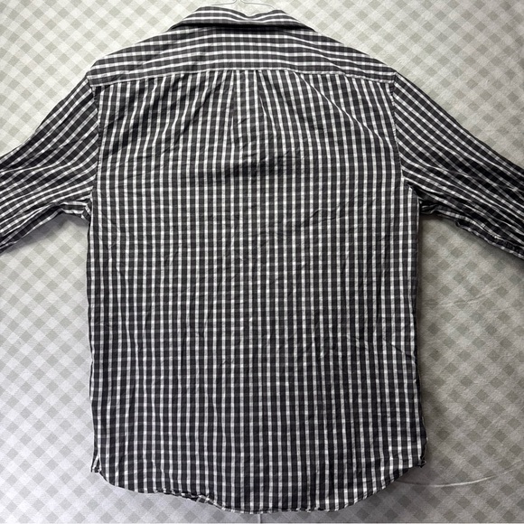 Original Penguin Mens 16 34/35 Gray White Check Plaid Slim Fit Dress Shirt - Picture 2 of 7